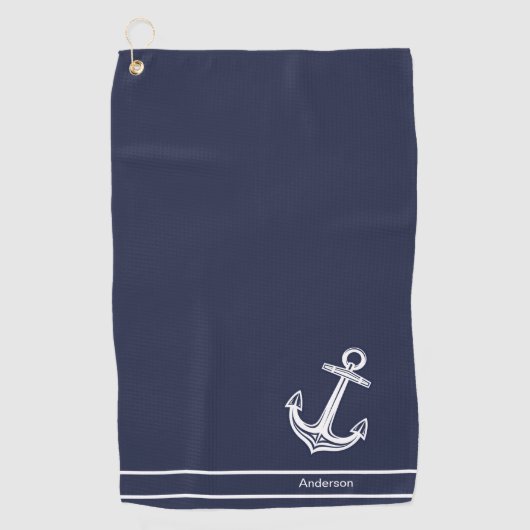 Aangepast zeeblauw zeeanker voor anker anker golfhanddoek (Voorkant)