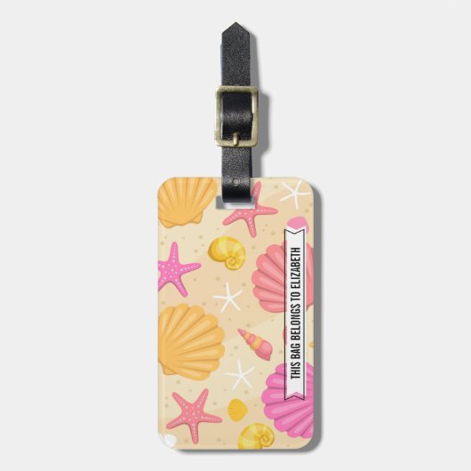 aangepast zeeschelp Bagagelabel (Voorkant verticaal)
