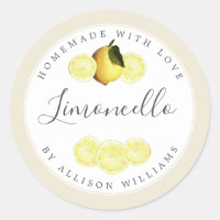Aangepast zelfgemaakt Limoncello etiket Antiek Wit