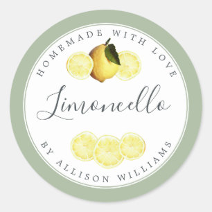 Aangepast zelfgemaakt limoncello-etiket lauriergro ronde sticker