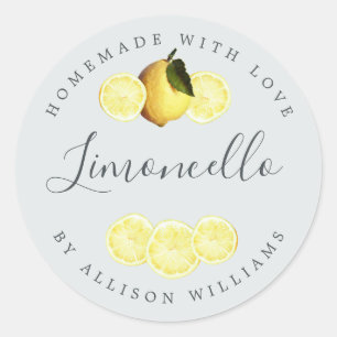 Aangepast zelfgemaakte Limoncello-etiket Blauw Ronde Sticker