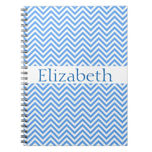 Aangepast Zigzag Chevron Pattern Blue White Notitieboek