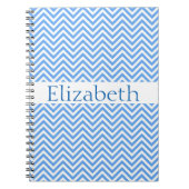 Aangepast Zigzag Chevron Pattern Blue White Notitieboek (Voorkant)