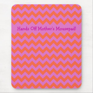 Aangepast zigzag Mousepad, magenta Oranje Chevrons Muismat