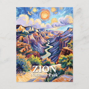 Aangepast Zion National Park Canyon Zonsondergang Briefkaart