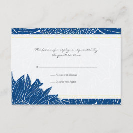 ::aangepast: Zonnebloem RSVP-kaart: Geel en nav RSVP Kaartje