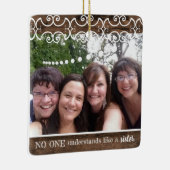 Aangepast zuster Rustic 2-foto met moderne kerstmi Keramisch Ornament (Rechts)