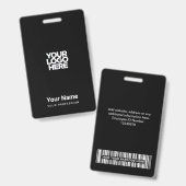 Aangepast zwart bedrijfslogo naam titelbalkcode badge (Voor- en achterkant)