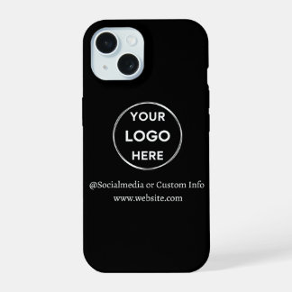 Aangepast zwart bedrijfsmerk met Logo iPhone 15 Hoesje