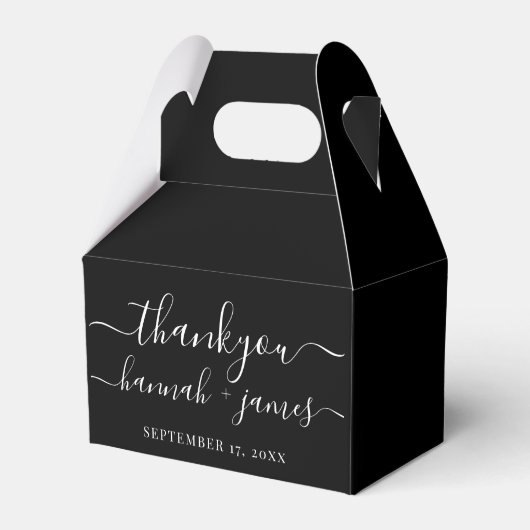 Aangepast zwart elegant bedankt bruiloft bedankdoosjes (Voorkant Zijde)