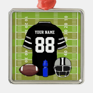 Aangepast zwart en grijs Football Jersey op het ve Metalen Ornament