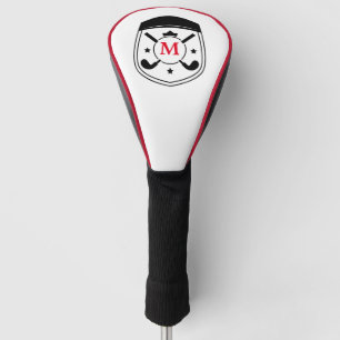Aangepast zwart en rood monogram golfheadcover