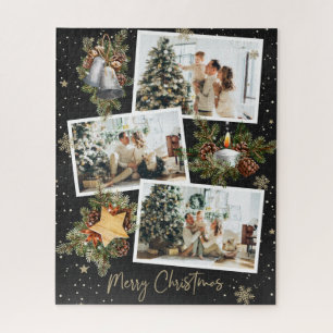 Aangepast zwart fotocollage Kerstmis Jigzaag Puzzl Legpuzzel