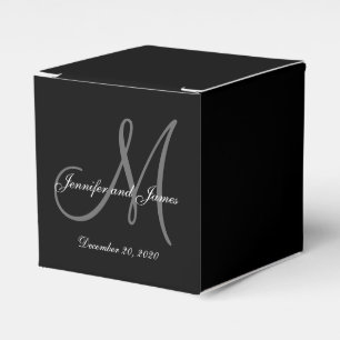 Aangepast zwart-gekleurd monogram bruiloft voor do bedankdoosjes