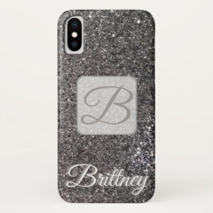 Aangepast zwart glitter Iphone x hoesje