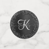 Aangepast zwart glitter Sparkle Monogram Confetti (Kleine voorkant)