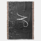 Aangepast zwart glitter Sparkle Monogram Deken (Voorkant Verticaal)