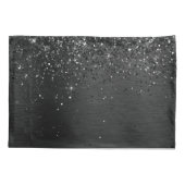 Aangepast zwart glitter Sparkle Monogram Kussensloop (Achterkant)