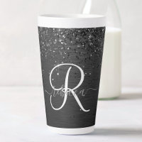 Aangepast zwart glitter Sparkle Monogram