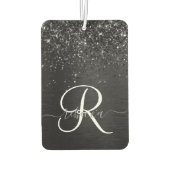 Aangepast zwart glitter Sparkle Monogram Luchtverfrisser (Achterkant)