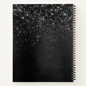 Aangepast zwart glitter Sparkle Monogram Notitieboek (Achterkant)