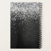 Aangepast zwart glitter Sparkle Monogram Planner (Achterkant)