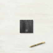 Aangepast zwart glitter Sparkle Monogram Post-it® Notes (Op bureau)