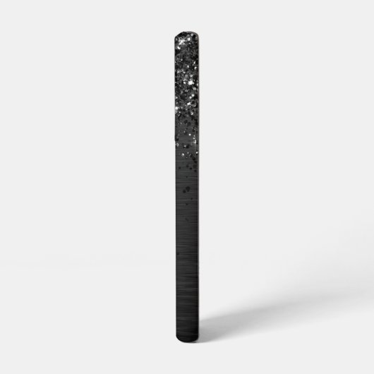 Aangepast zwart glitter Sparkle Monogram Samsung Galaxy Hoesje (Linkerkant)