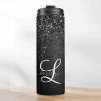 Aangepast zwart glitter Sparkle Monogram