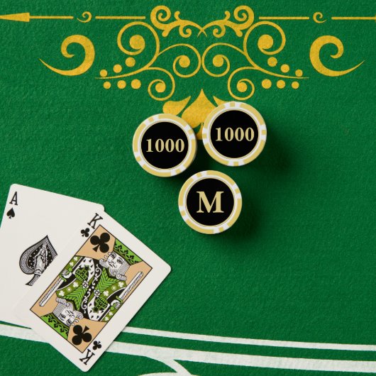 Aangepast zwart goud monogram 1000 toernooi spel poker chips (Pokertafel (Stack))