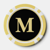 Aangepast zwart goud monogram 1000 toernooi spel poker chips (Achterkant)