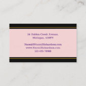 Aangepast zwart, goud, roze & QR-code, monogram Visitekaartje (Achterkant)