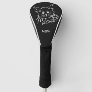 Aangepast zwart kat monogram stuurprogramma golfheadcover