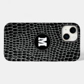 Aangepast zwart kroonmonogram voor krokodille huid Case-Mate iPhone case (Achterkant (horizontaal))