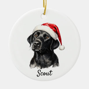 Aangepast zwart labrador keramisch ornament