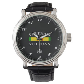 Aangepast zwart  leder Bekijk Vietnam Veteraan Horloge