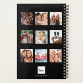 Aangepast zwart monogram fotocollage modern 2023 planner (Achterkant)