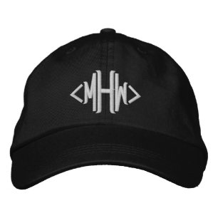 Aangepast zwart monogram wit geborduurde pet