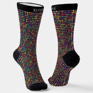 Aangepast zwart multicolor kleurrijk geruit patroo sokken