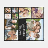 Aangepast zwart Photo Collage Script Fleece Deken (Voorkant (Horizontaal))