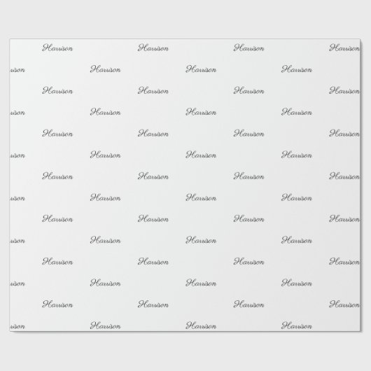 Aangepast zwart script Naam Tekst elegant white gi Cadeaupapier (Vlak)