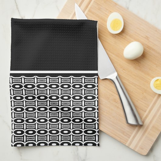 Aangepast zwart-wit Abstract patroon Theedoek (Quarter Fold)