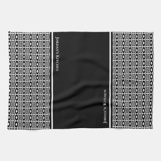 Aangepast zwart-wit Abstract patroon Theedoek (Horizontaal)