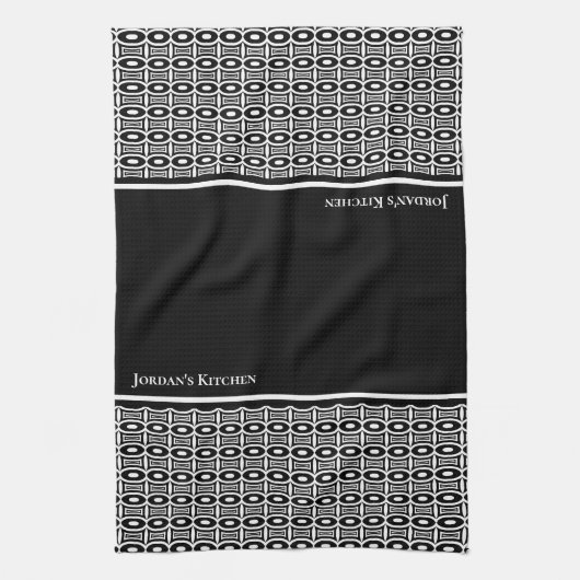 Aangepast zwart-wit Abstract patroon Theedoek (Verticaal)