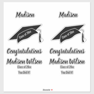 Aangepast zwart-wit Afstuderen met felicitaties Sticker
