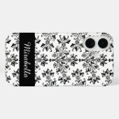 Aangepast  zwart-wit bloemmotief Case-Mate iPhone case (Achterkant (horizontaal))