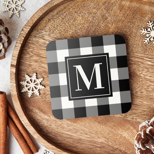 Aangepast zwart-wit buffelmonogram bier onderzetter