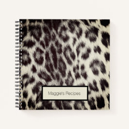 Aangepast zwart wit Cheetah Leopard-printerrecept Notitieboek