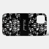 Aangepast zwart-wit Damask Case-Mate iPhone Case (Achterkant (horizontaal))
