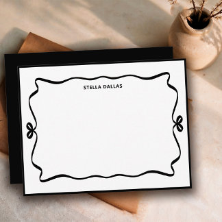 Aangepast zwart/wit Doodle Frame Eenvoudig Geperso Notitiekaartje